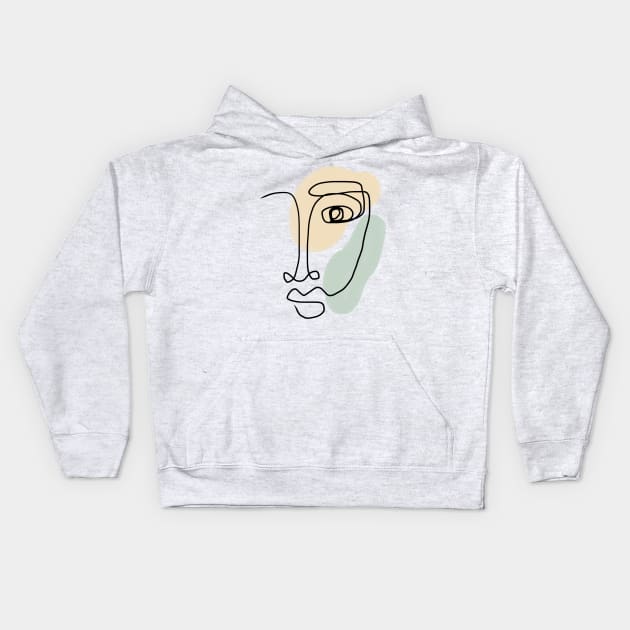Abstract contour face Kids Hoodie by LiciaMarie